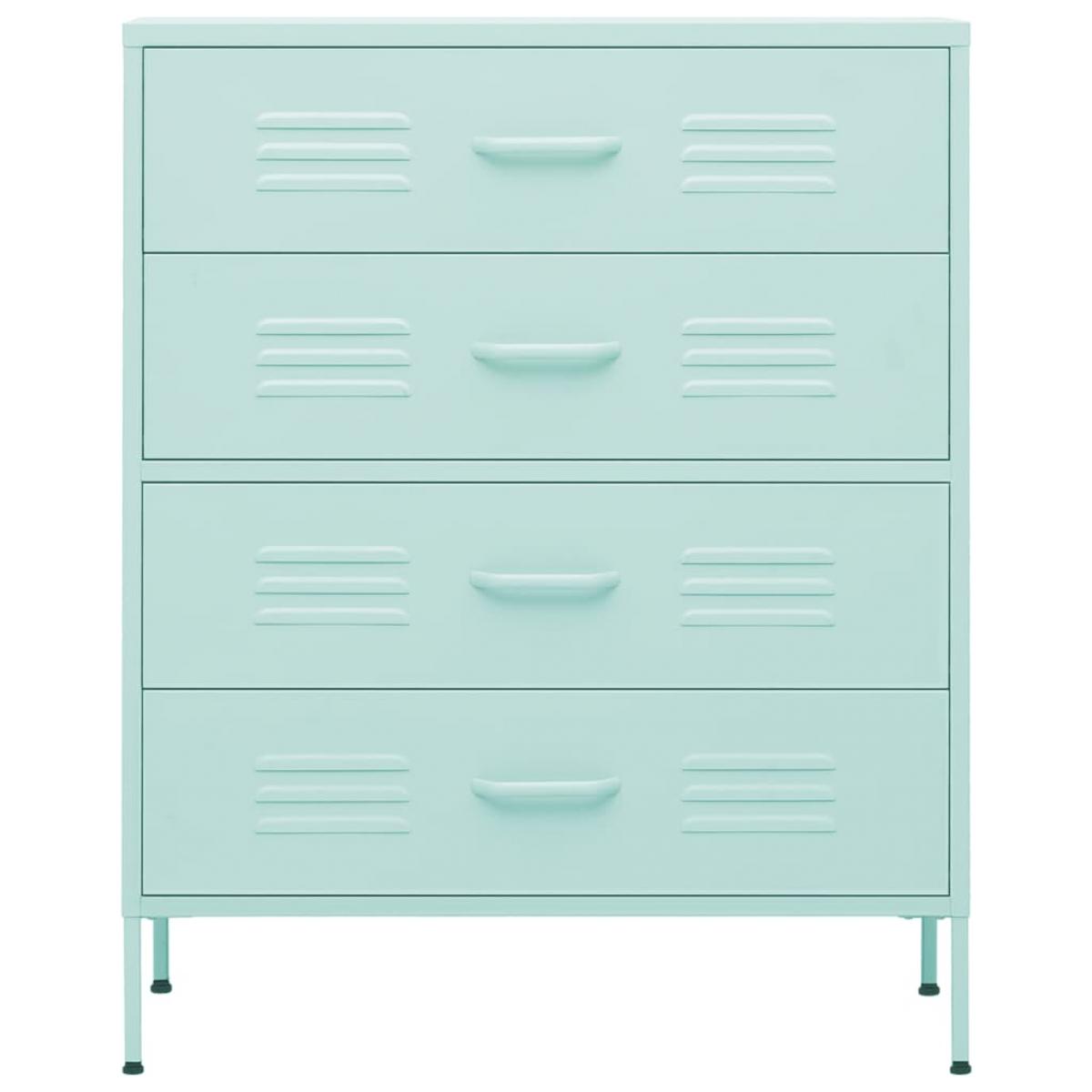 Armario de cajones de acero verde mint 80x35x101,5 cm