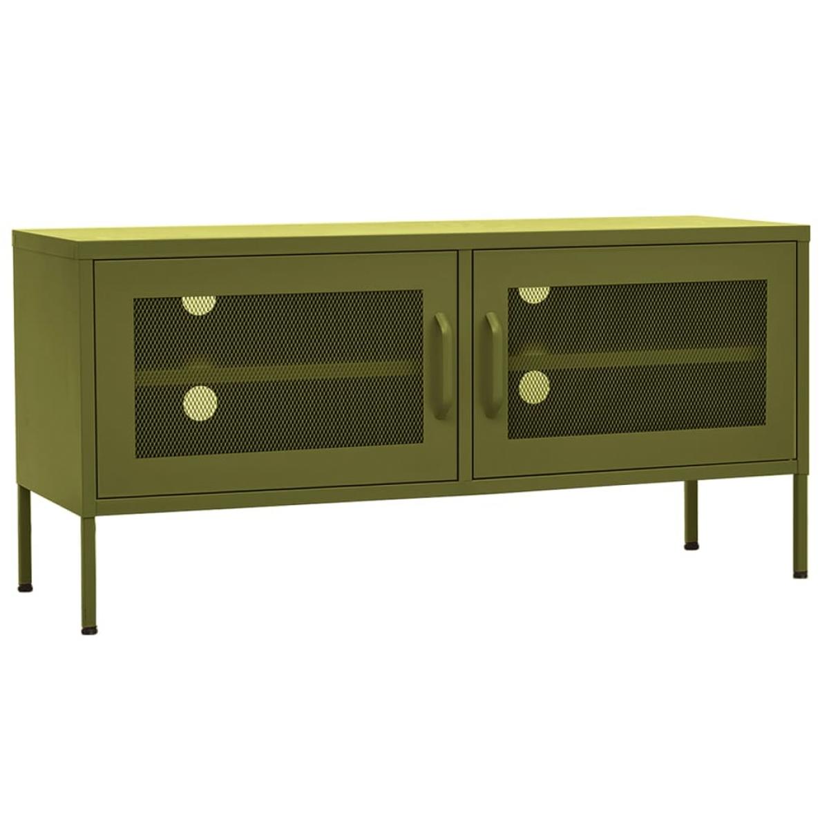 Mueble de TV verde oliva 105x35x50 cm acero