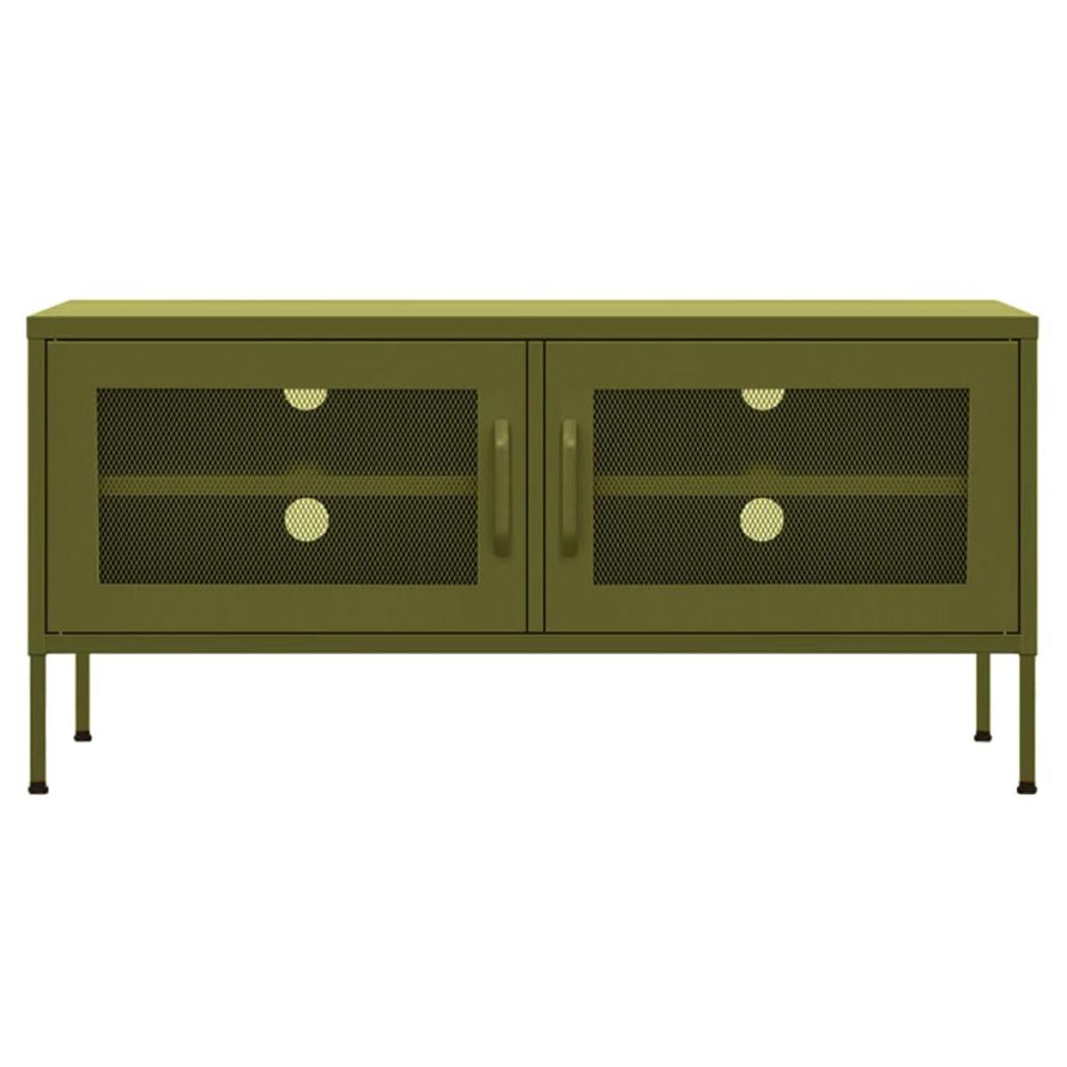 Mueble de TV verde oliva 105x35x50 cm acero