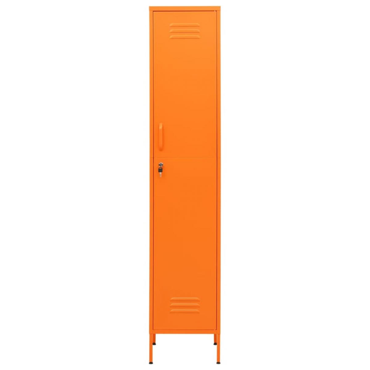 Armario de taquilla de acero naranja 35x46x180 cm