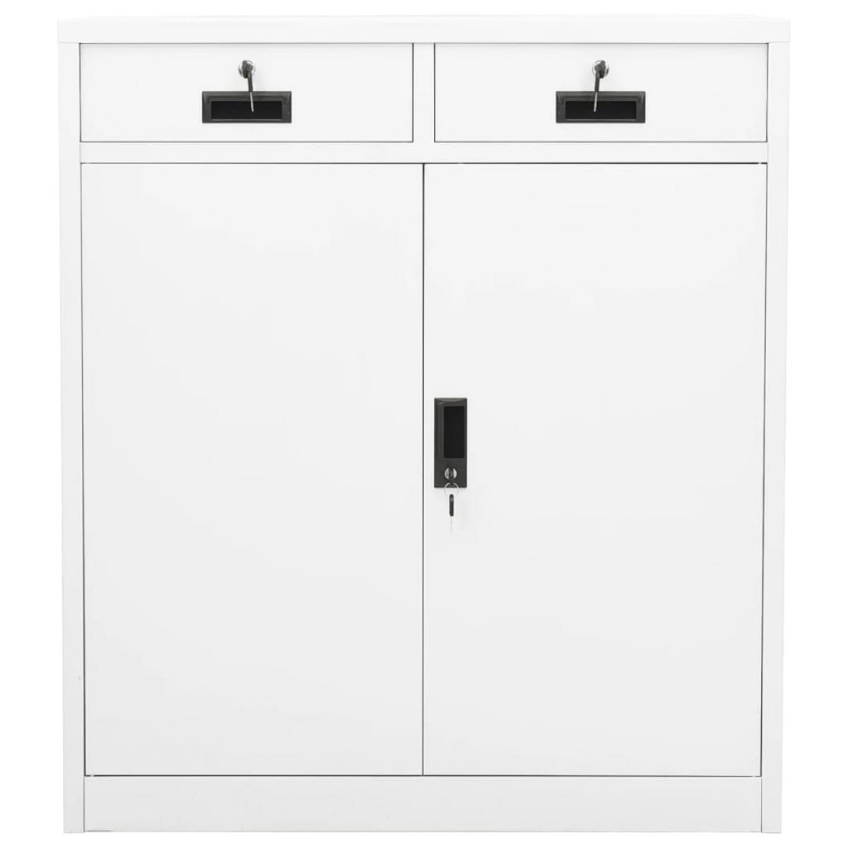 Armario de oficina de acero blanco 90x40x102 cm