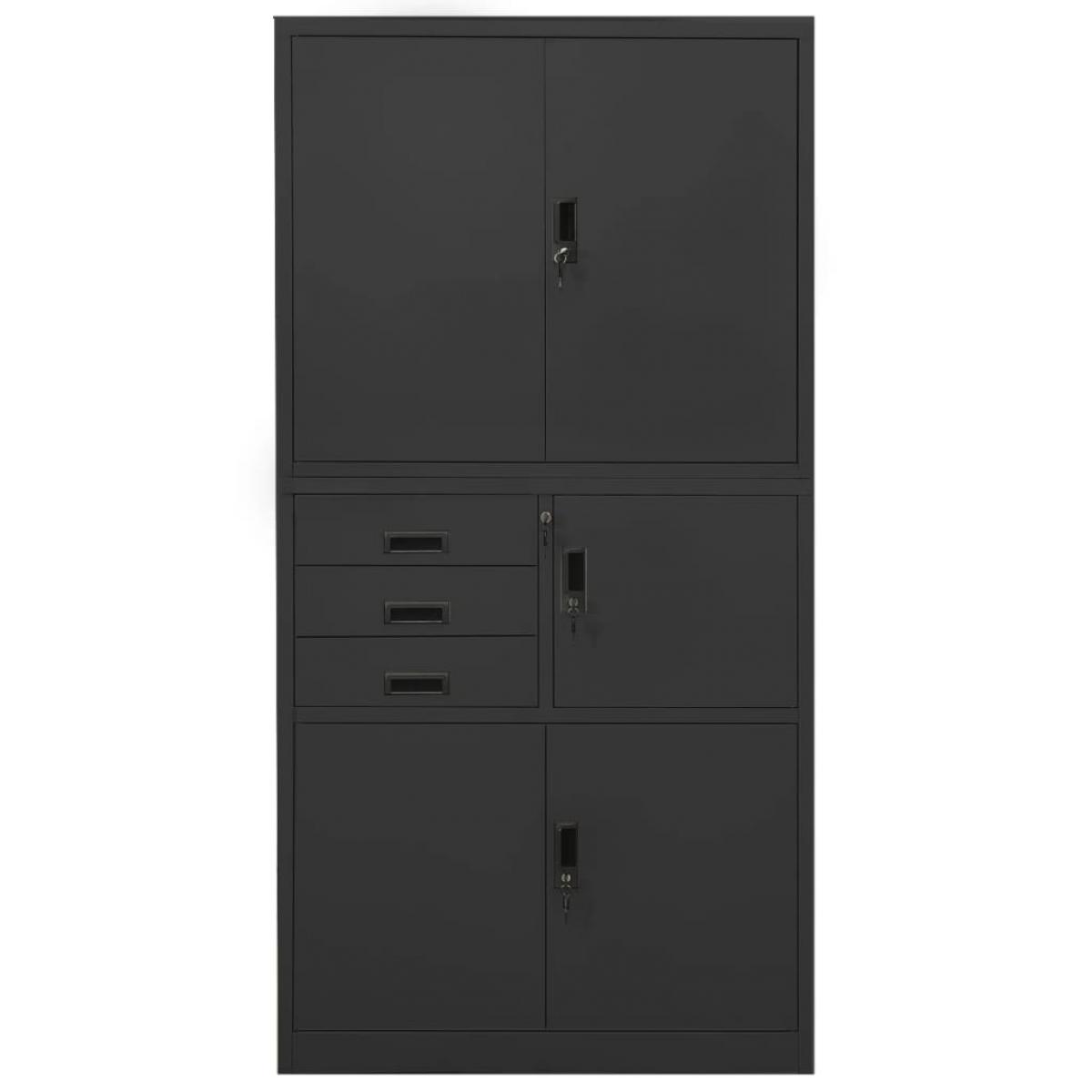Armario de oficina de acero gris antracita 90x40x180 cm