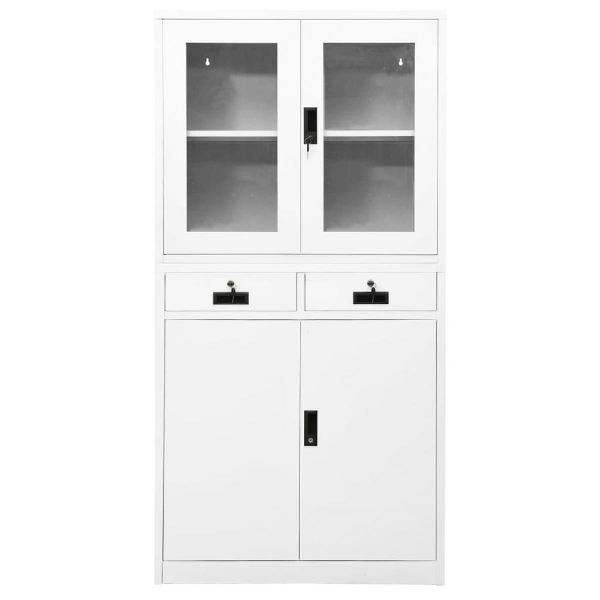 Armario oficina acero vidrio templado blanco 90x40x180 cm