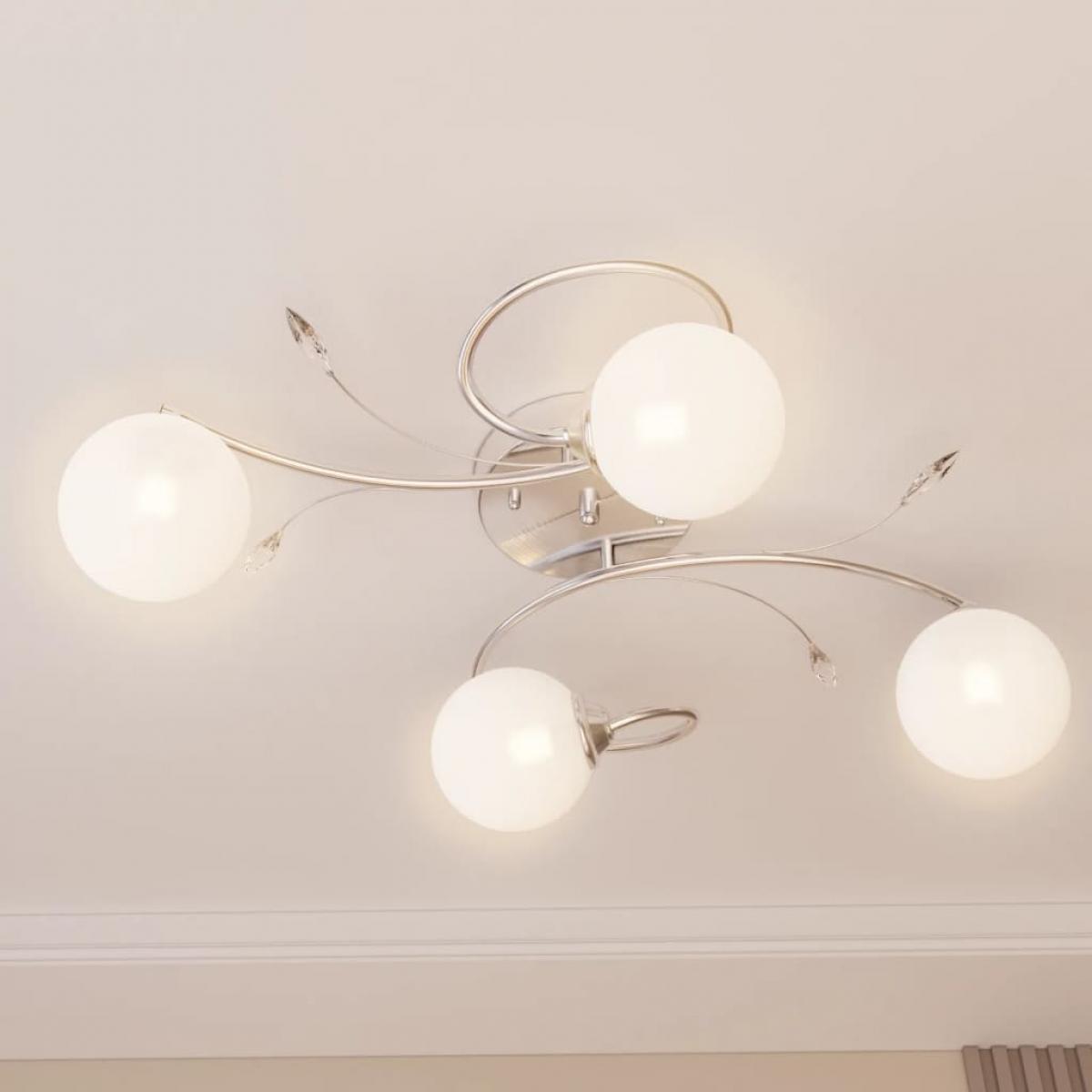 Lámpara de techo pantallas cristal redonda 4 bombillas LED G9