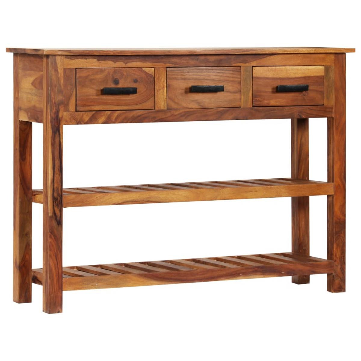 Aparador con 3 cajones madera maciza de acacia 110x30x80 cm