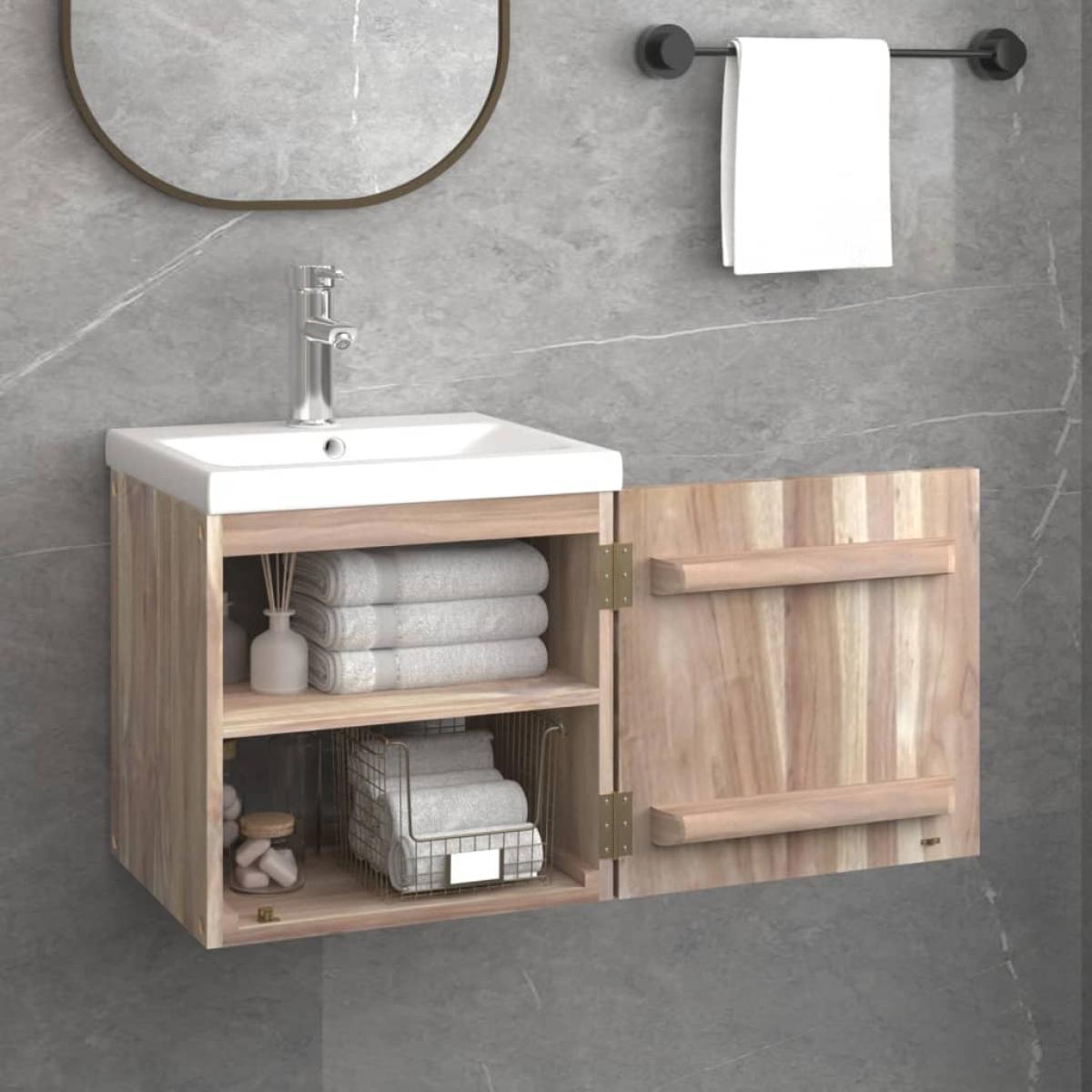Armario de baño de pared madera maciza de teca 41x38x40 cm