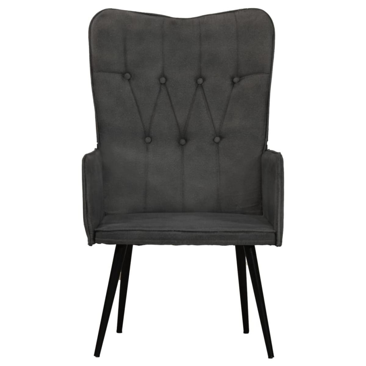 Sillón orejero de cuero auténtico negro canela