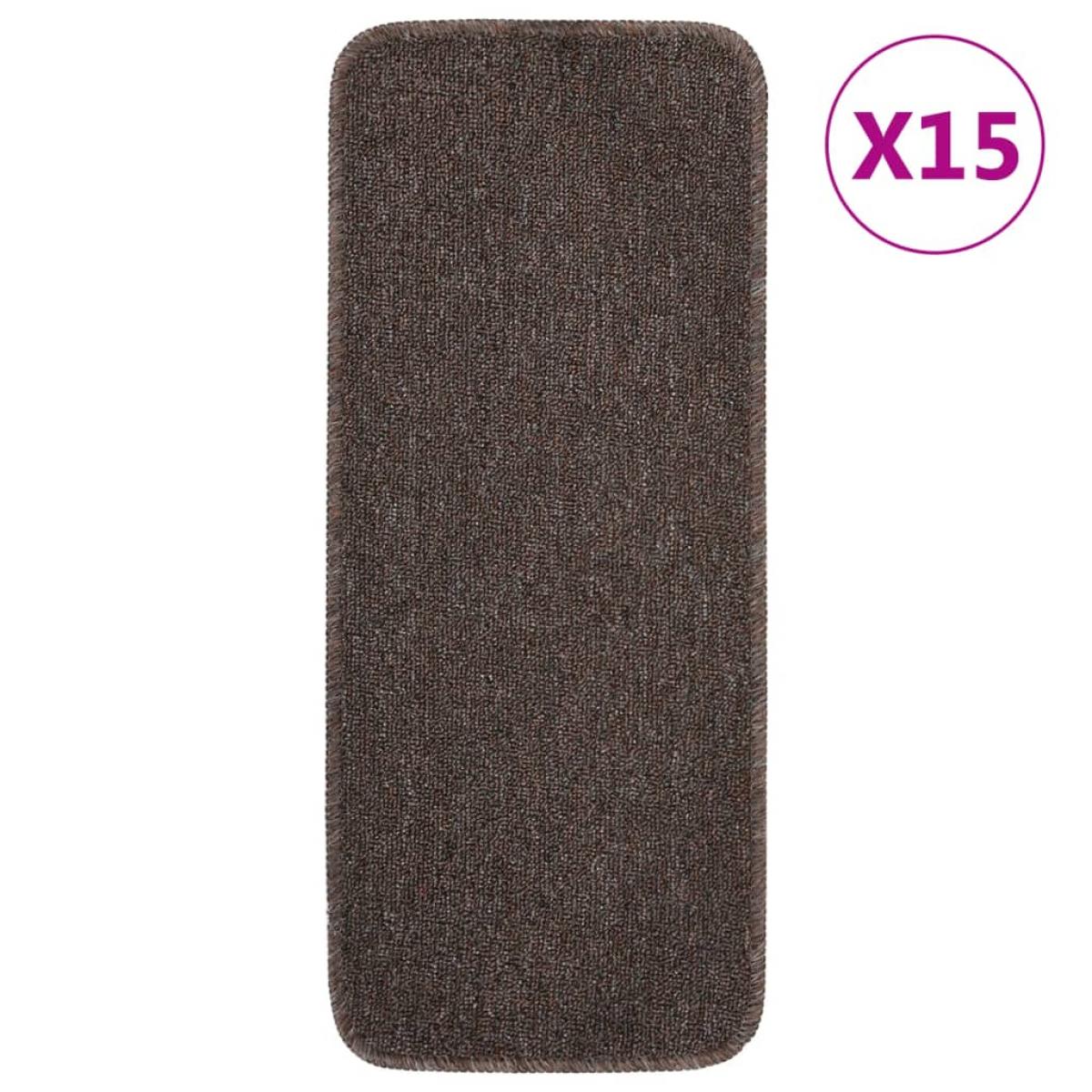 Alfombrillas de escalera 15 uds marrón rectangular 60x25 cm