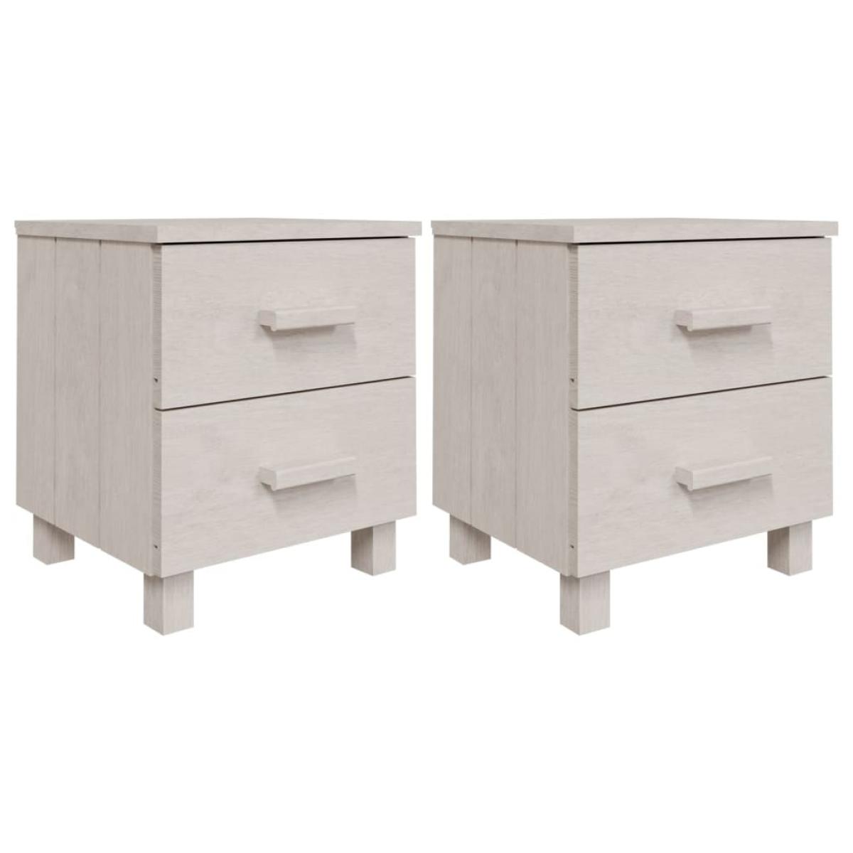 Mesitas de noche 2 uds HAMAR pino macizo blanco 40x35x44,5 cm