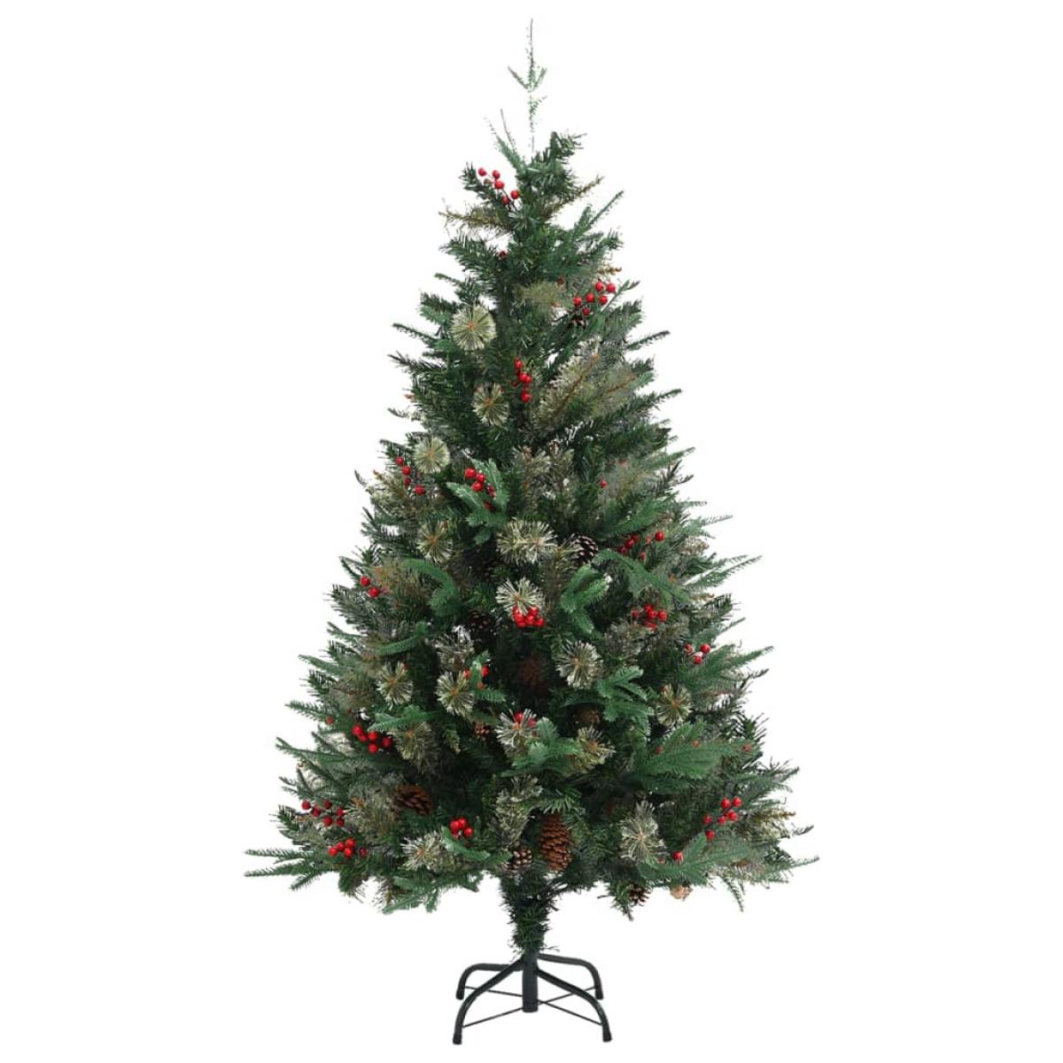 Árbol de Navidad con piñas verde PVC y PE 150 cm