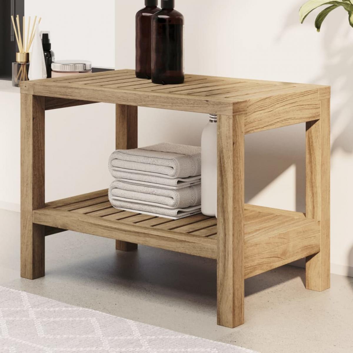 Mesa auxiliar de baño madera maciza de teca 60x30x45 cm