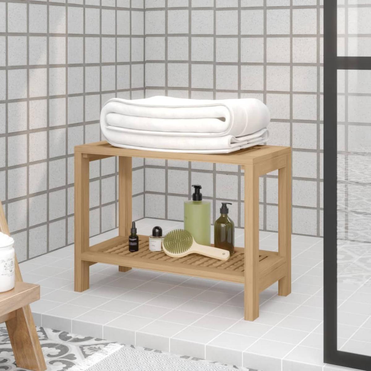 Mesa auxiliar de baño madera maciza de teca 60x30x45 cm