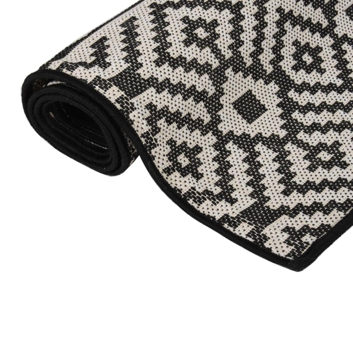 Alfombra de exterior de tejido plano rayas negras 200x280 cm