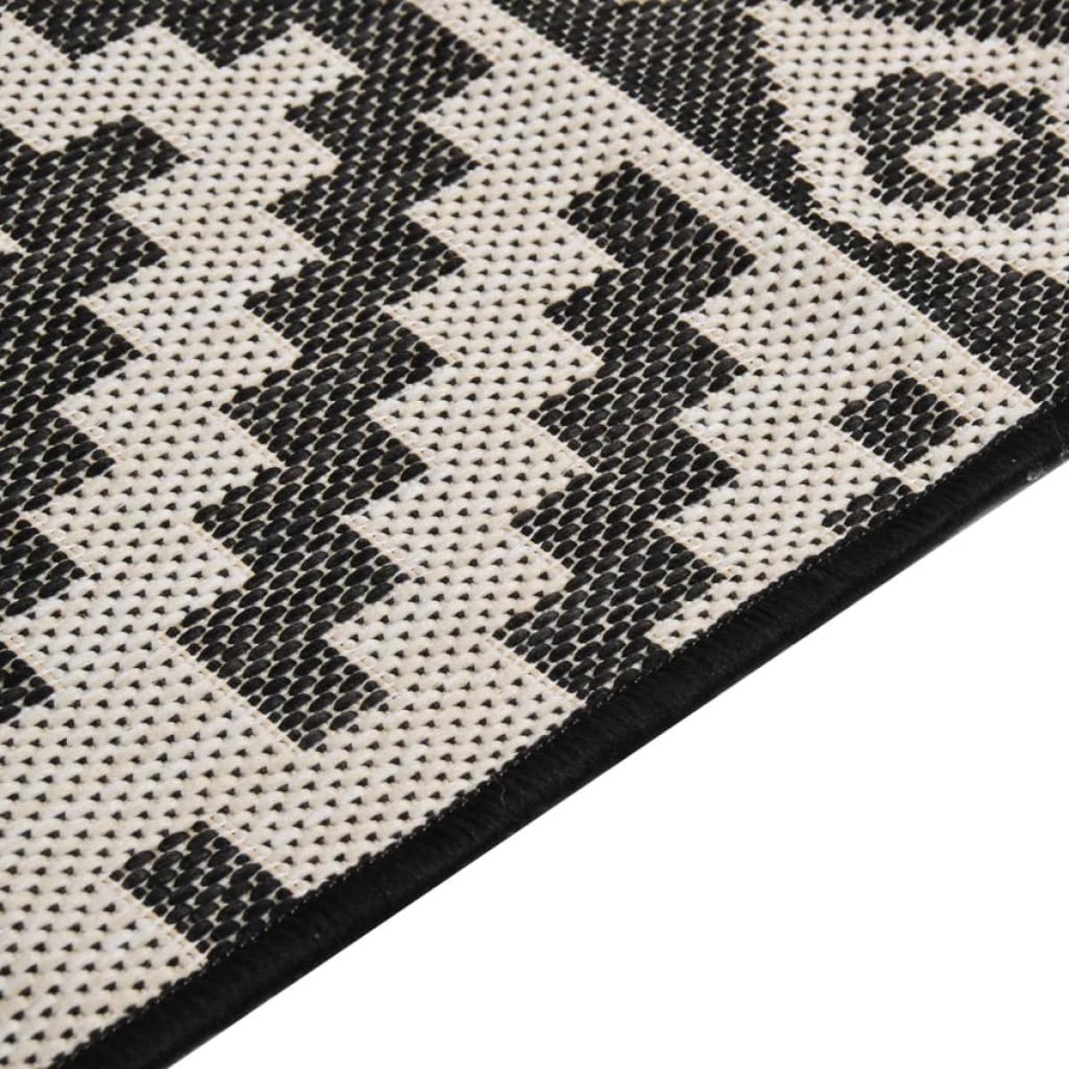 Alfombra de exterior de tejido plano rayas negras 200x280 cm