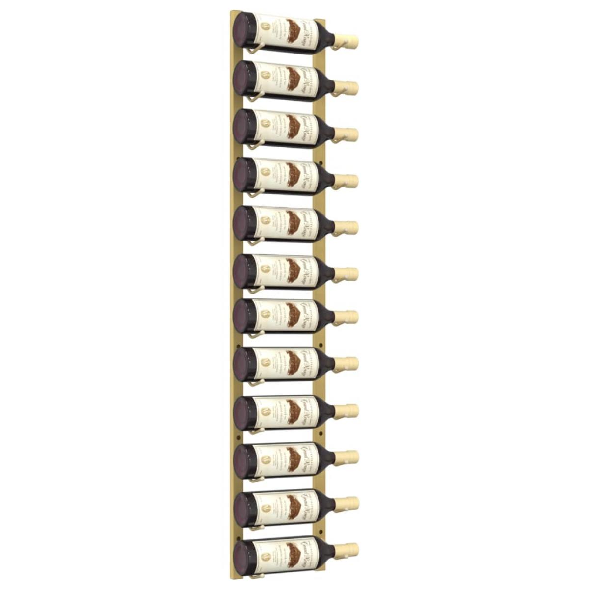 Botellero de pared para 12 botellas hierro dorado