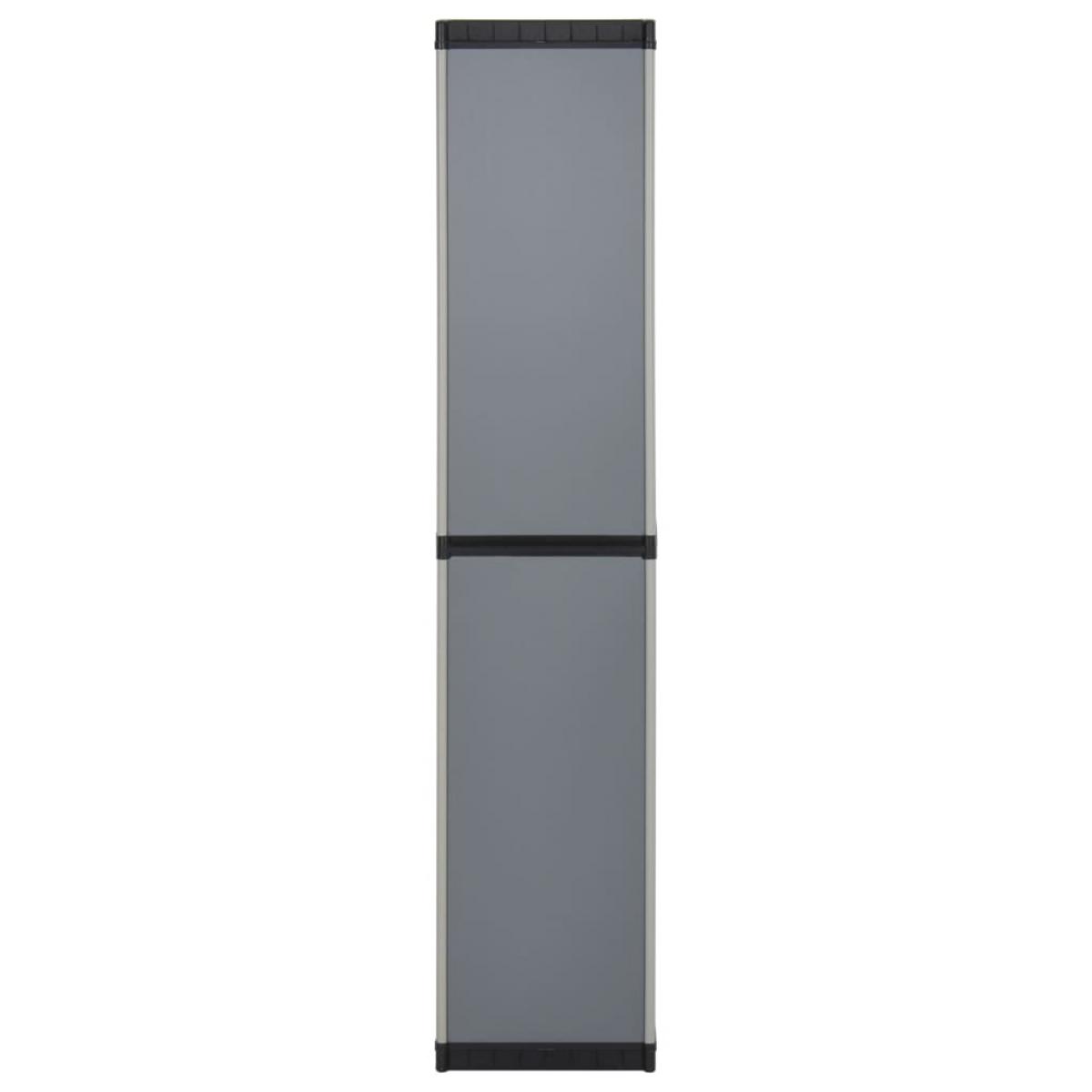 Armario de jardín con 3 estantes gris y negro 34x40x168 cm