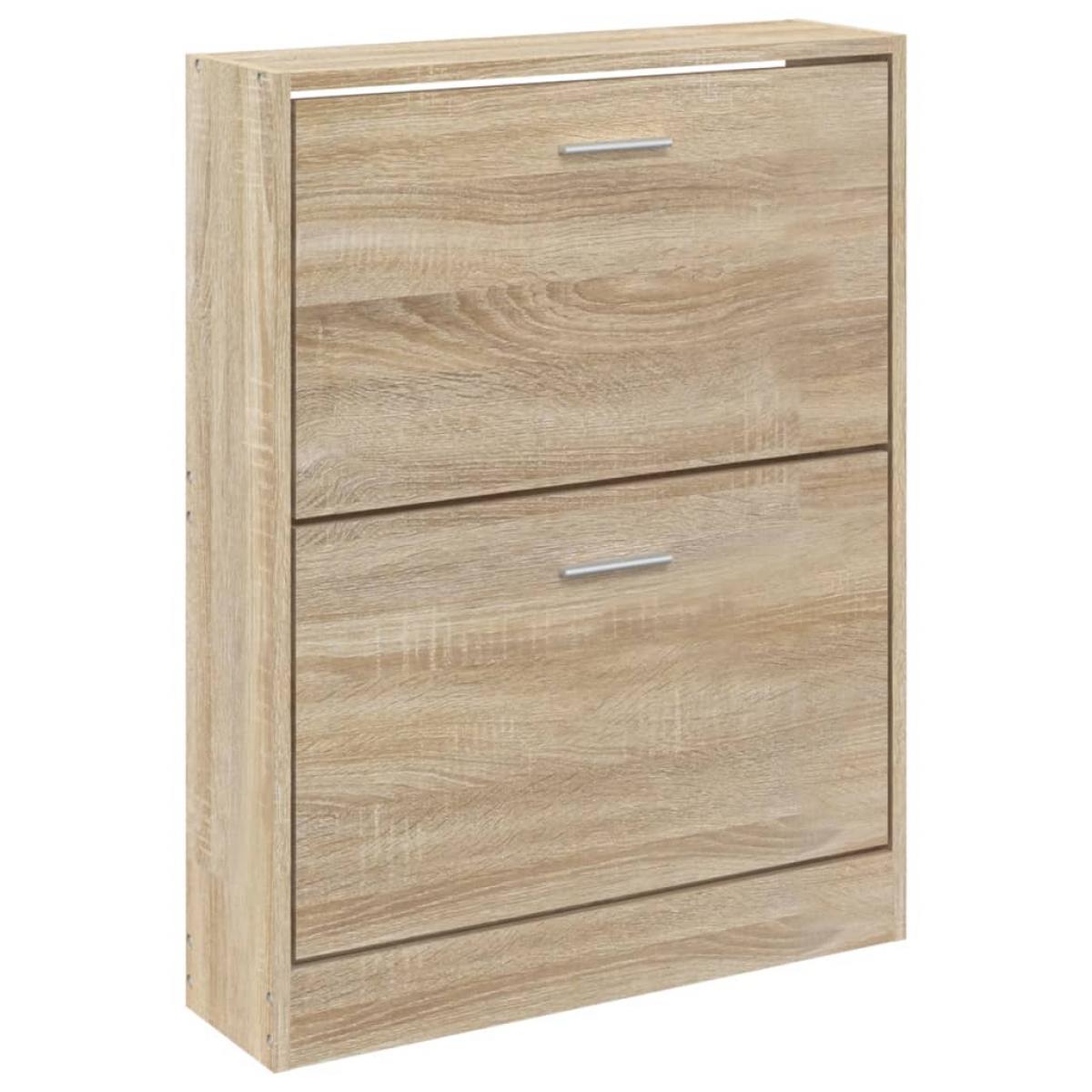 Mueble zapatero madera contrachapada roble 59x17x81 cm