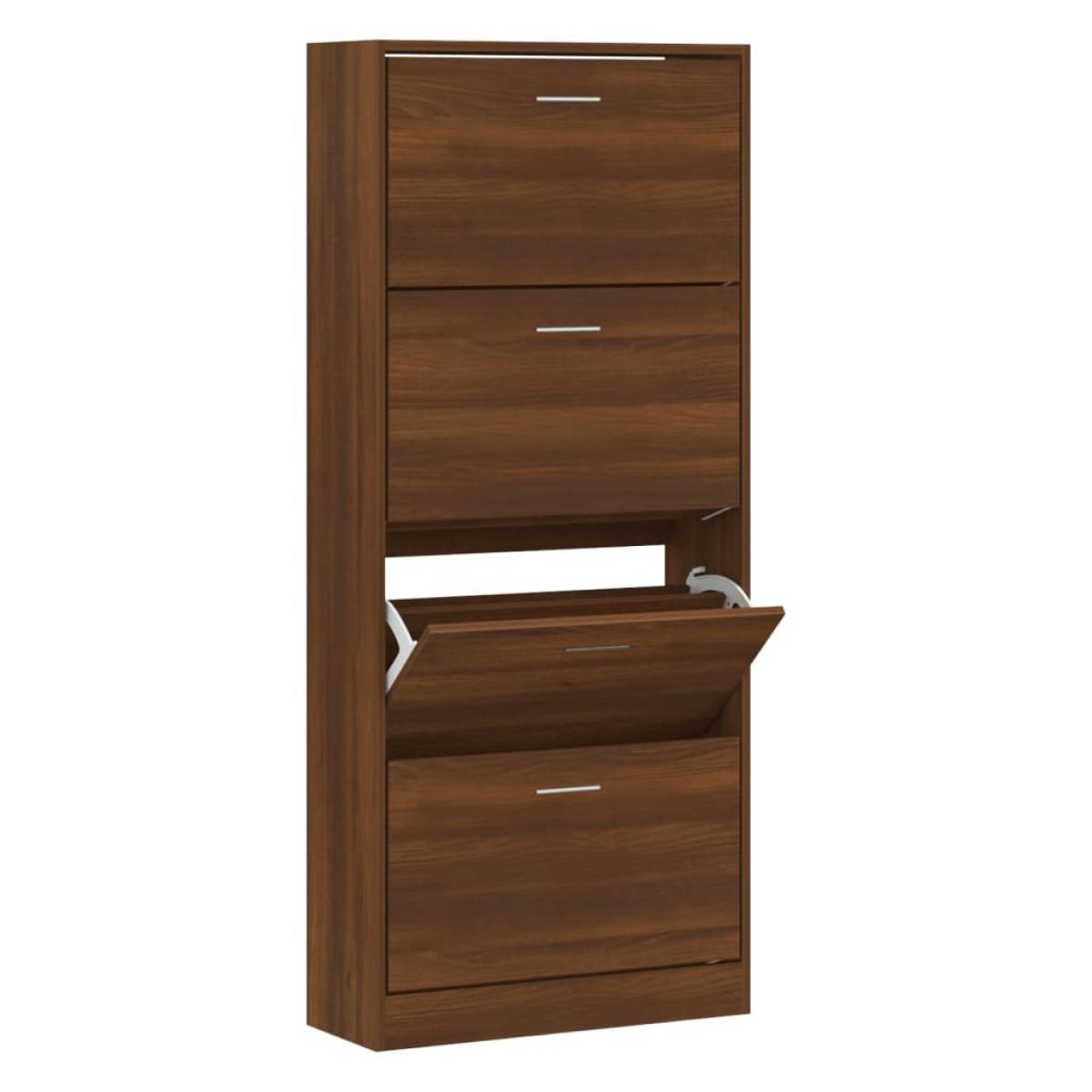 Mueble zapatero contrachapada color marrón roble 63x24x147 cm