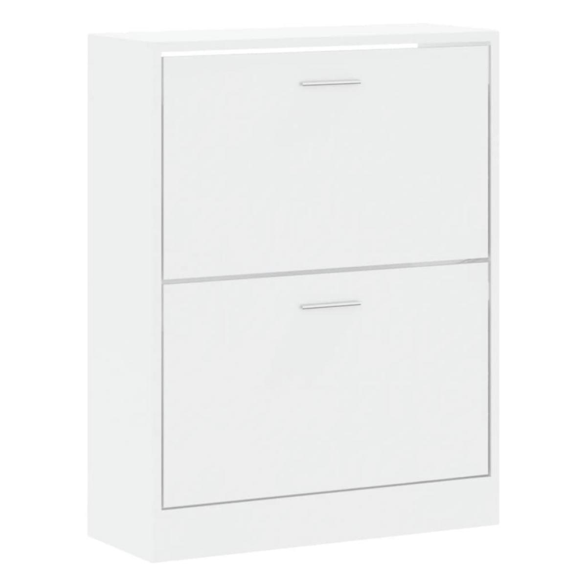 Mueble zapatero madera contrachapada blanco brillo 63x24x81 cm