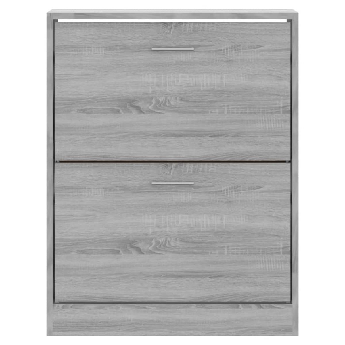 Mueble zapatero madera contrachapada gris Sonoma 63x24x81 cm