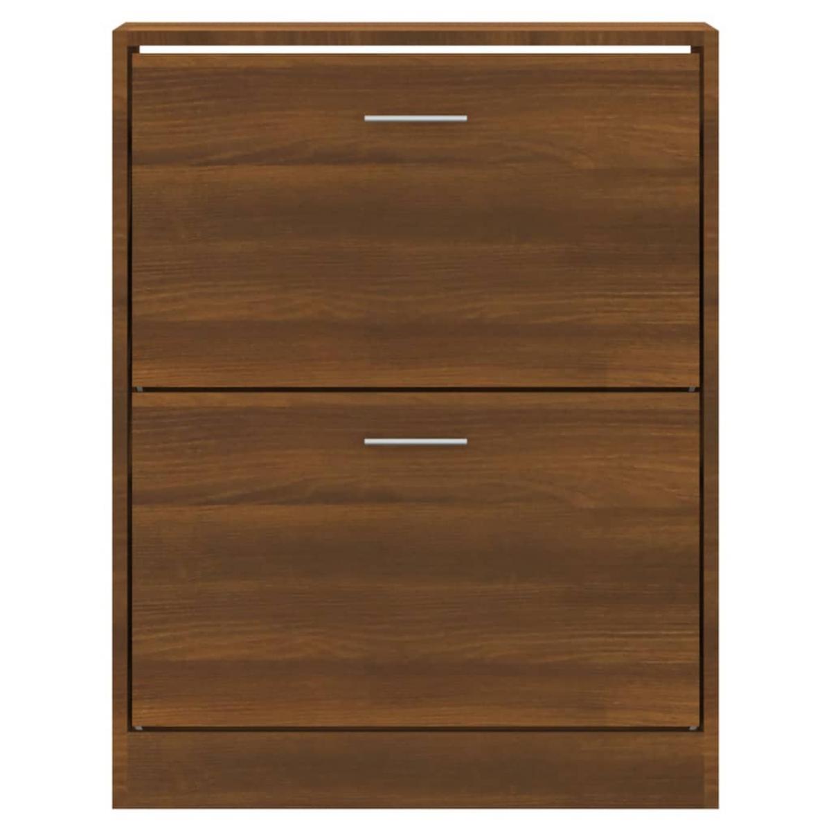 Mueble zapatero madera contrachapada marrón roble 63x24x81 cm