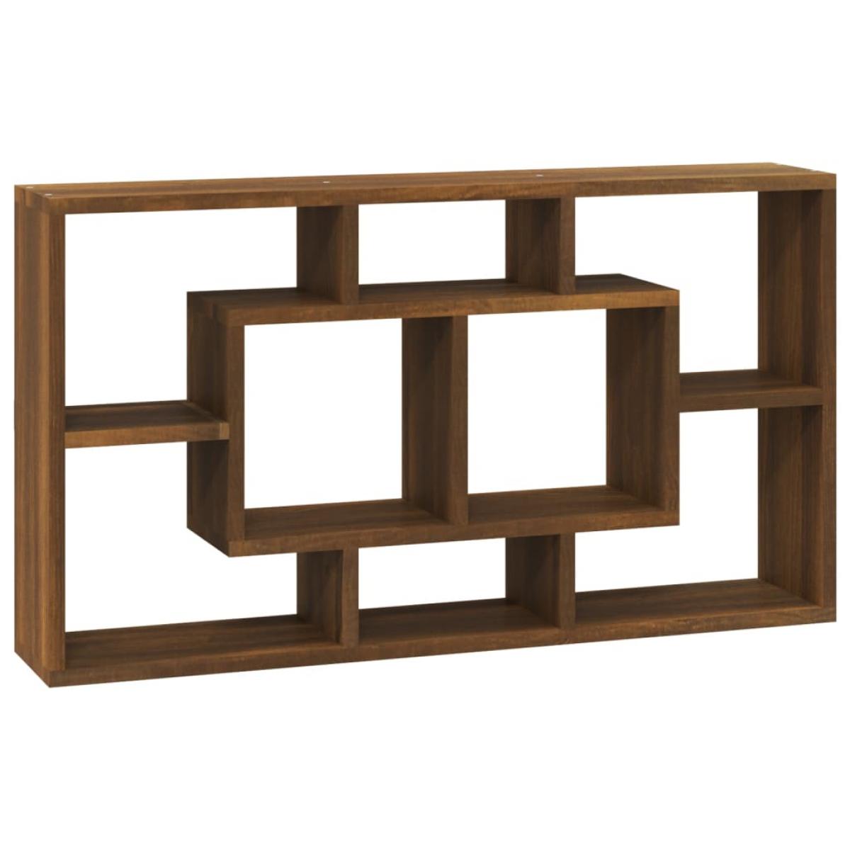 Estantería de pared con 8 compartimentos roble marrón