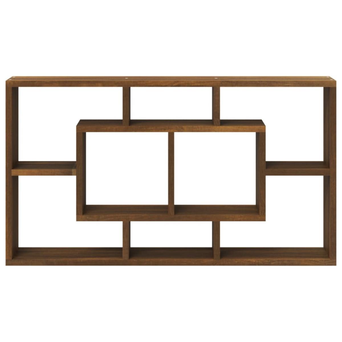 Estantería de pared con 8 compartimentos roble marrón