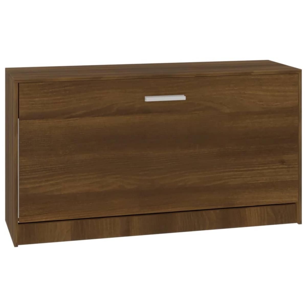Banco zapatero madera contrachapada marrón roble 80x24x45 cm