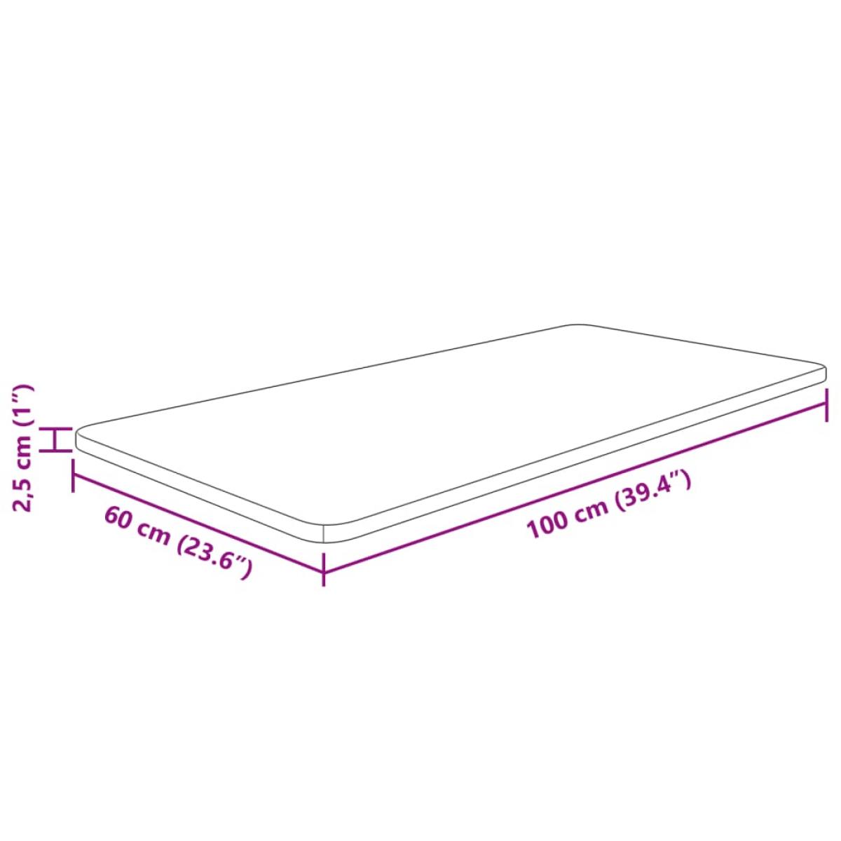 Encimera baño madera maciza tratada marrón claro 100x60x2,5 cm