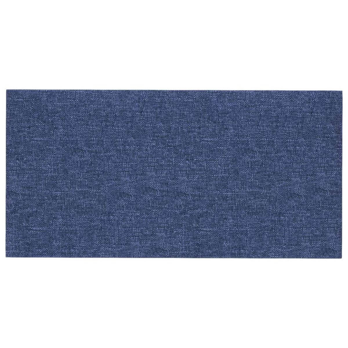 Paneles de pared 12 uds tela azul 30x15 cm 0,54 m²