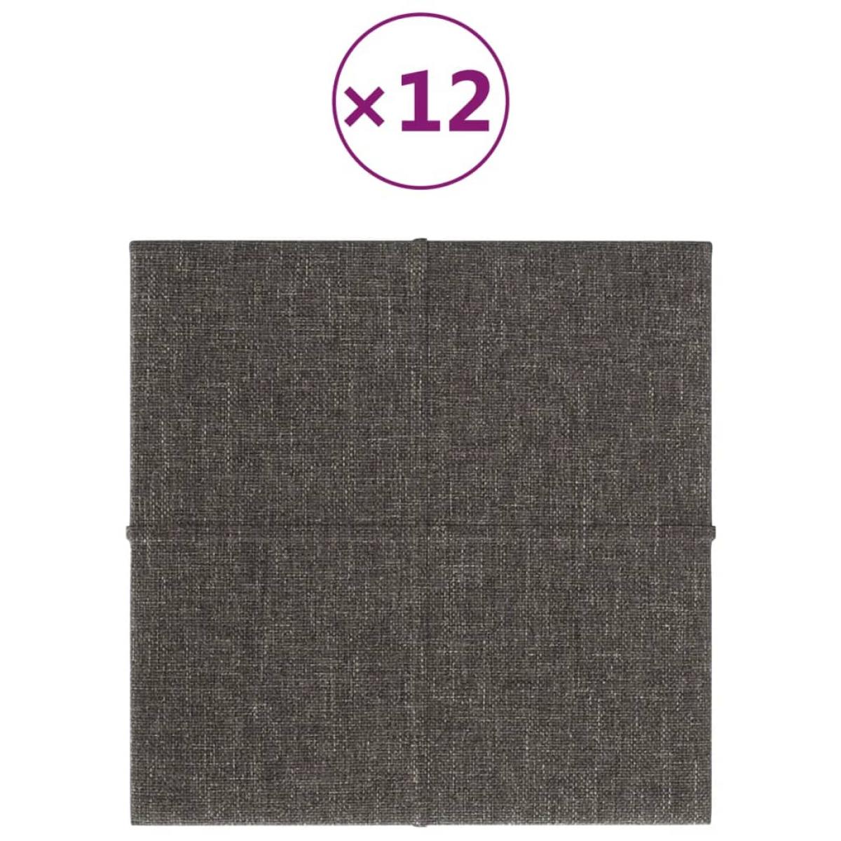 Paneles de pared 12 uds tela gris oscuro 30x30 cm 1,08 m²