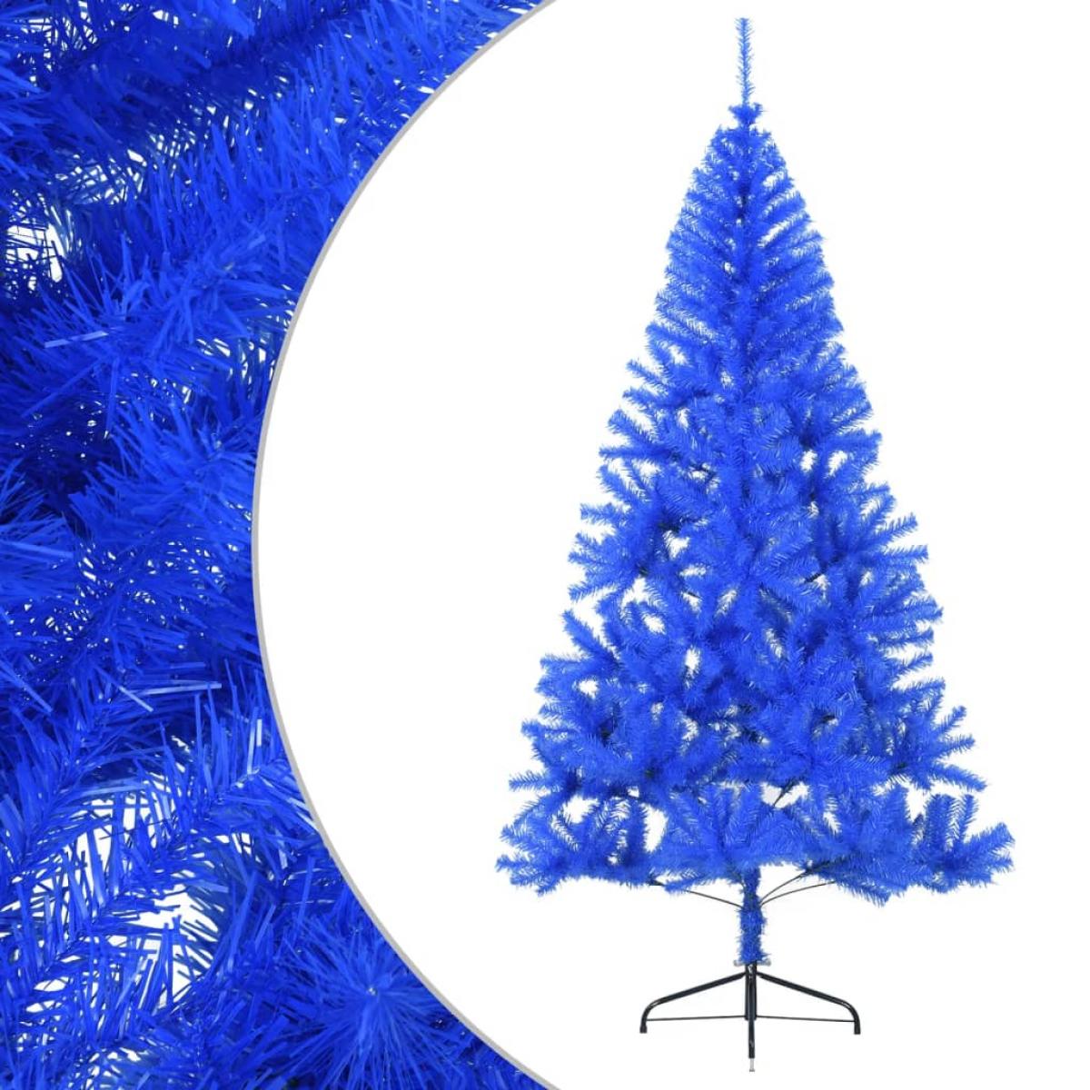 Medio árbol de Navidad artificial con soporte PVC azul 240 cm