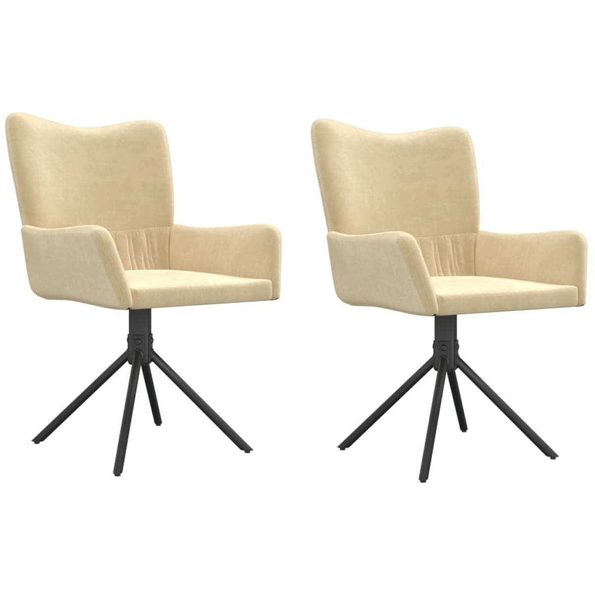 Sillas de comedor giratorias 2 uds terciopelo crema