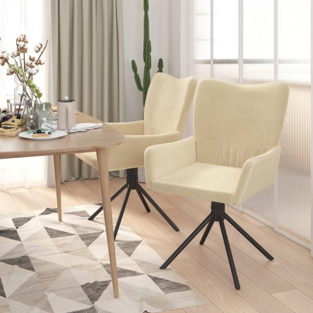 Sillas de comedor giratorias 2 uds terciopelo crema