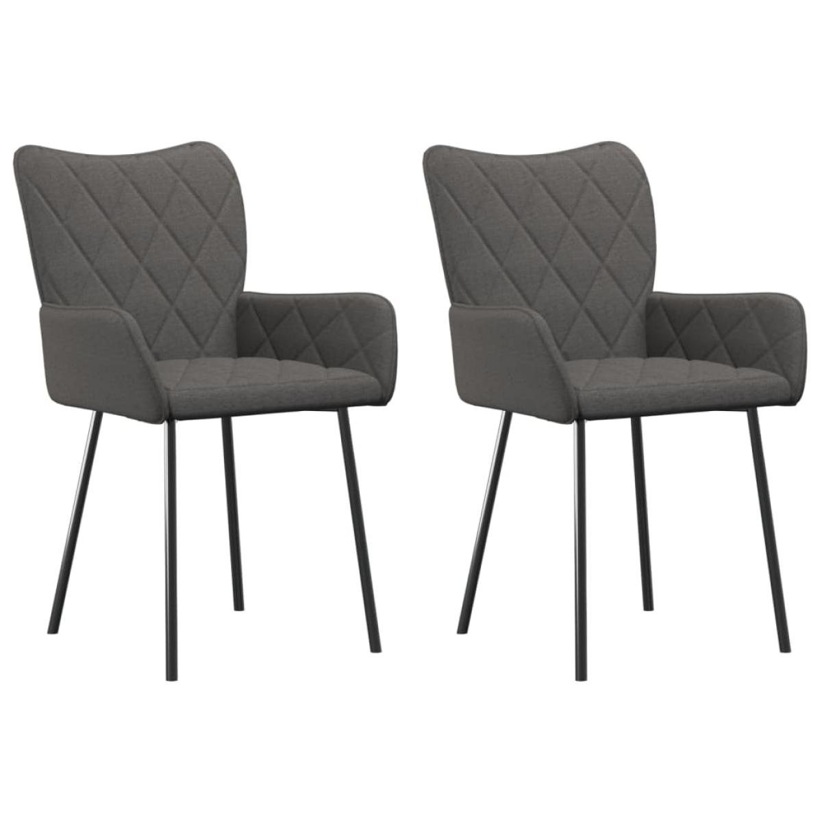 Sillas de comedor 2 unidades tela gris oscuro