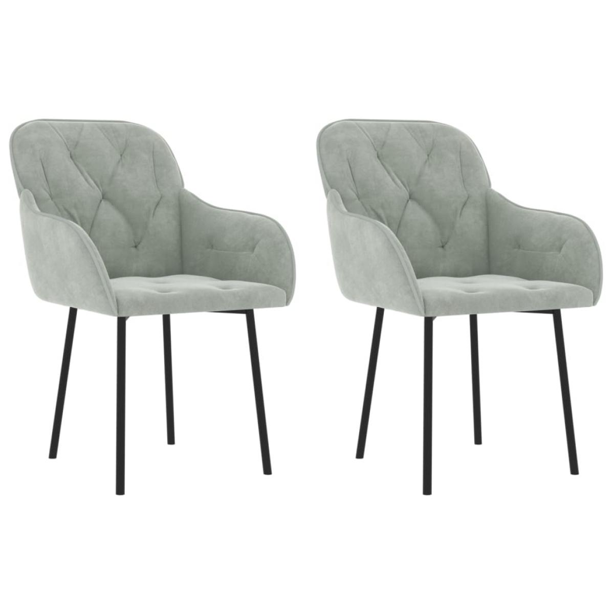 Sillas de comedor 2 unidades terciopelo gris claro