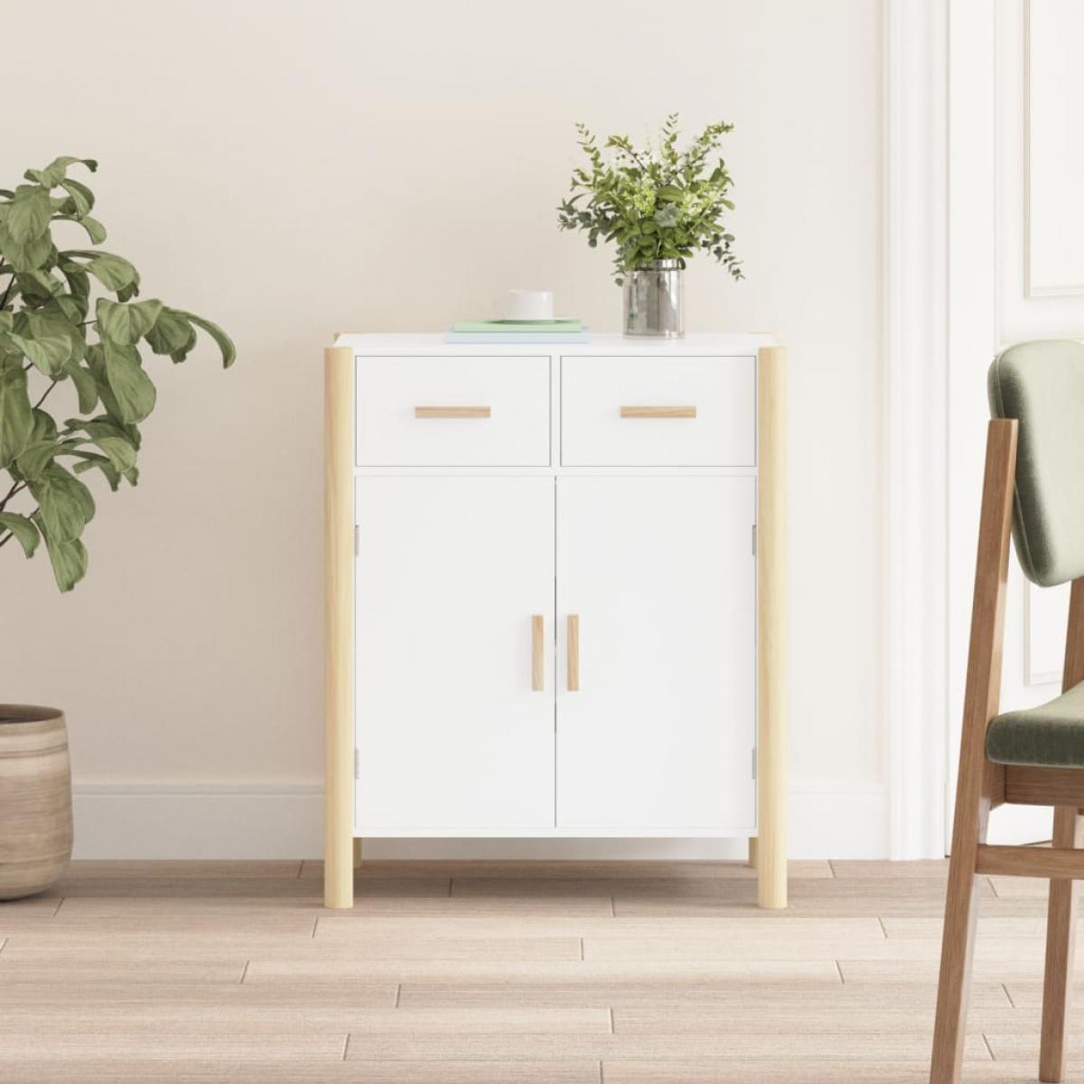 Aparador de madera contrachapada blanco 62x38x75 cm