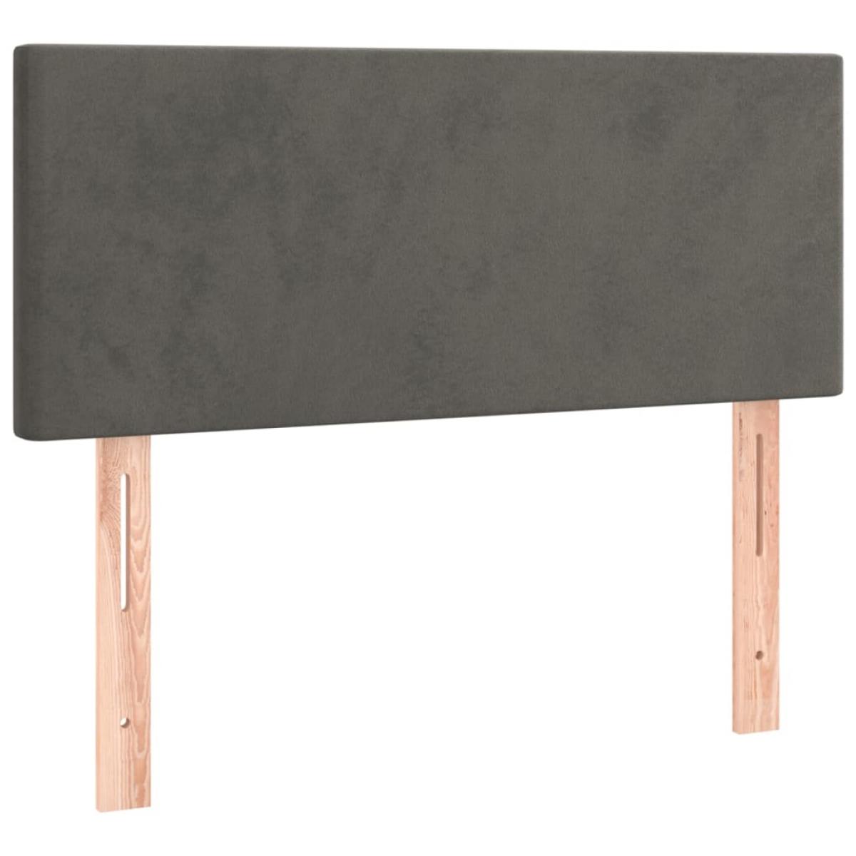Cabecero de terciopelo gris oscuro 100x5x78/88 cm