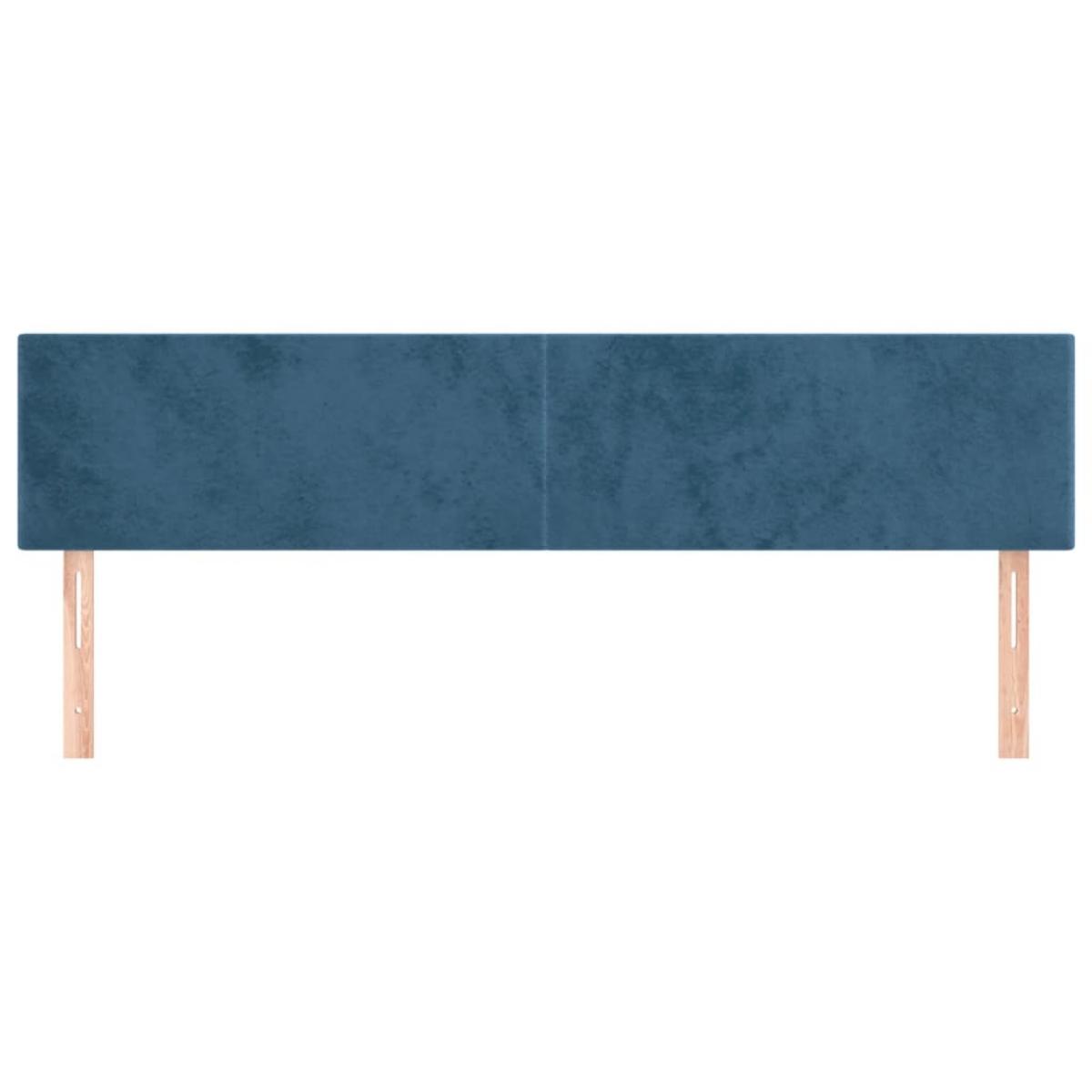 Cabeceros 2 unidades de terciopelo azul oscuro 80x5x78/88 cm