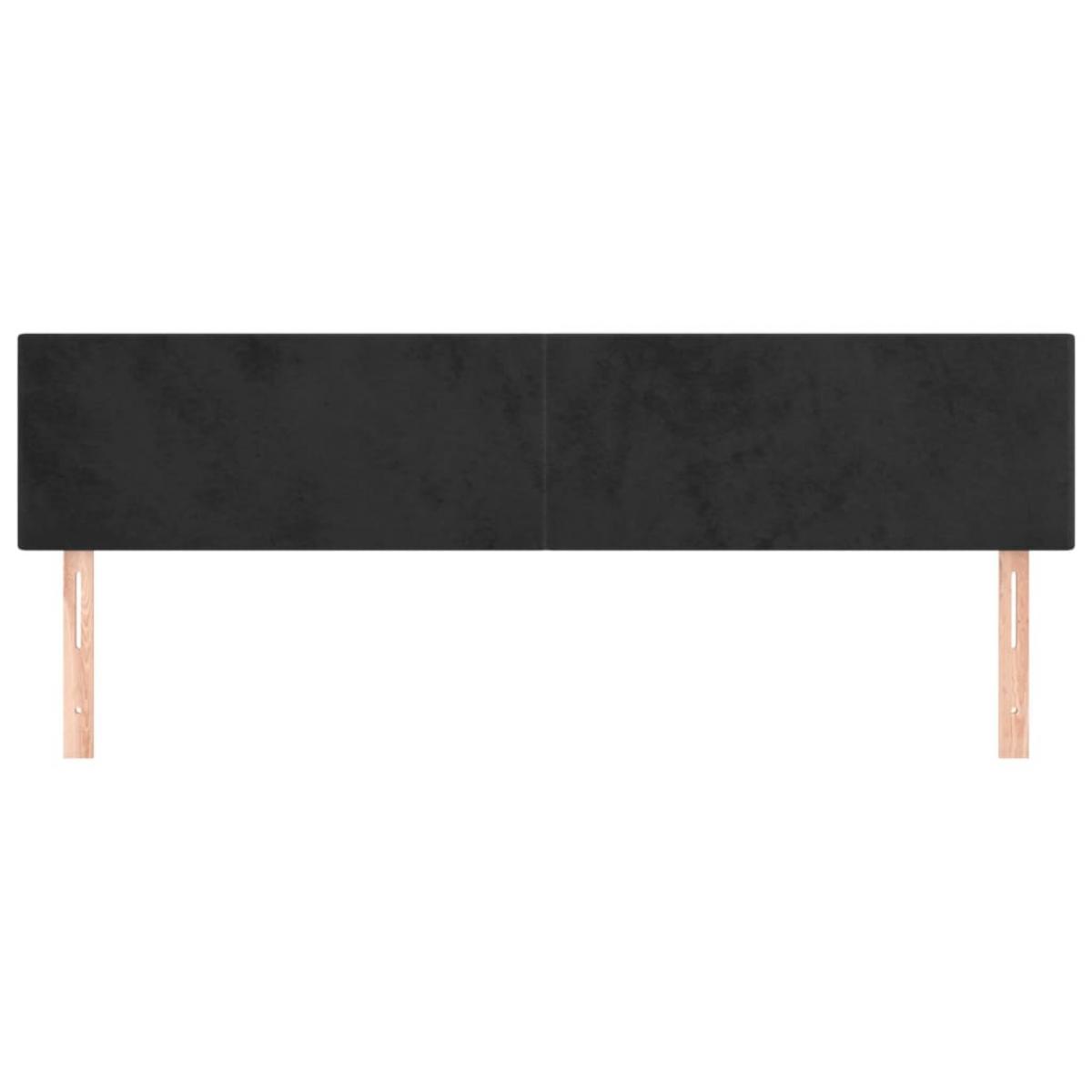 Cabeceros 2 unidades de terciopelo negro 100x5x78/88 cm