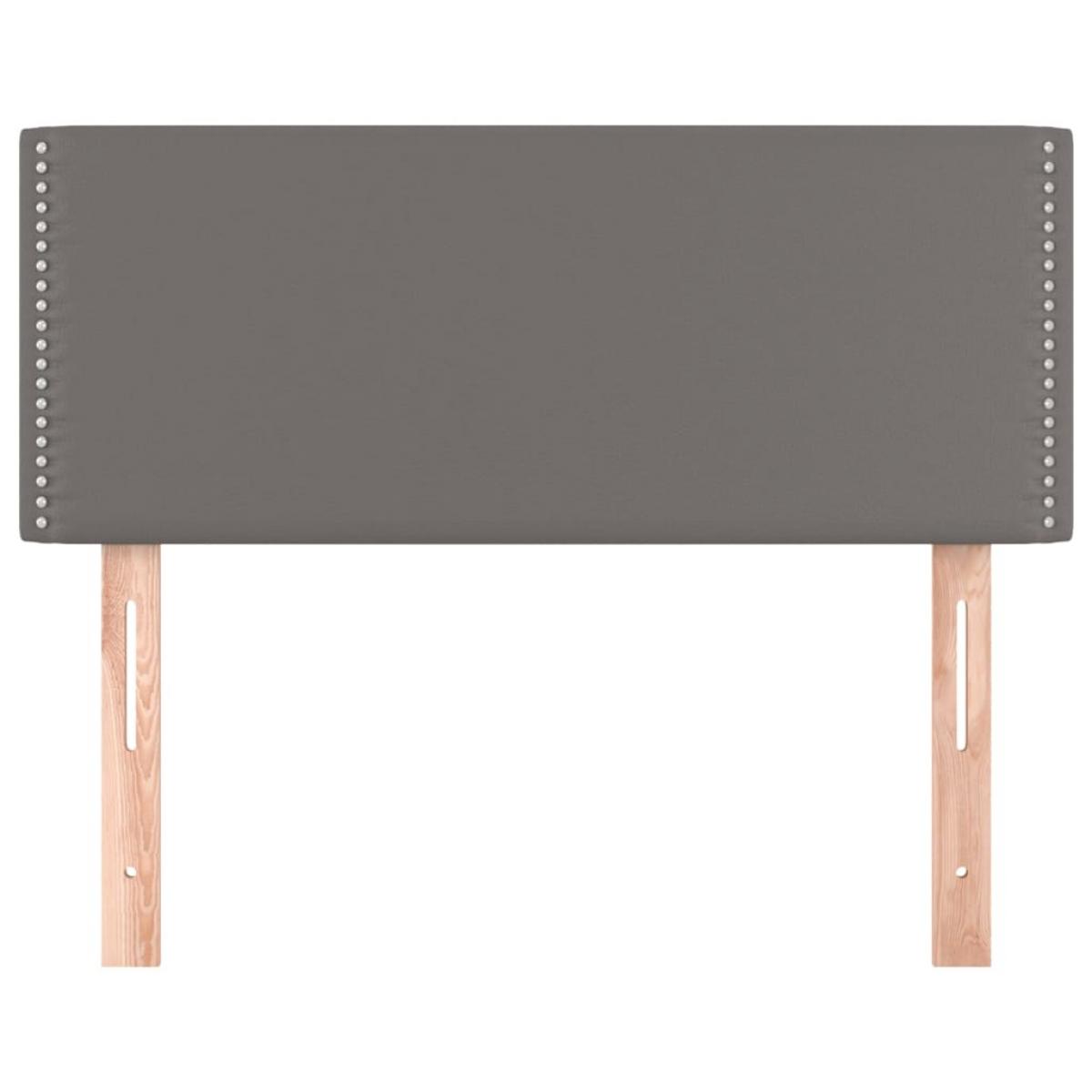 Cabecero de cuero sintético gris 80x5x78/88 cm