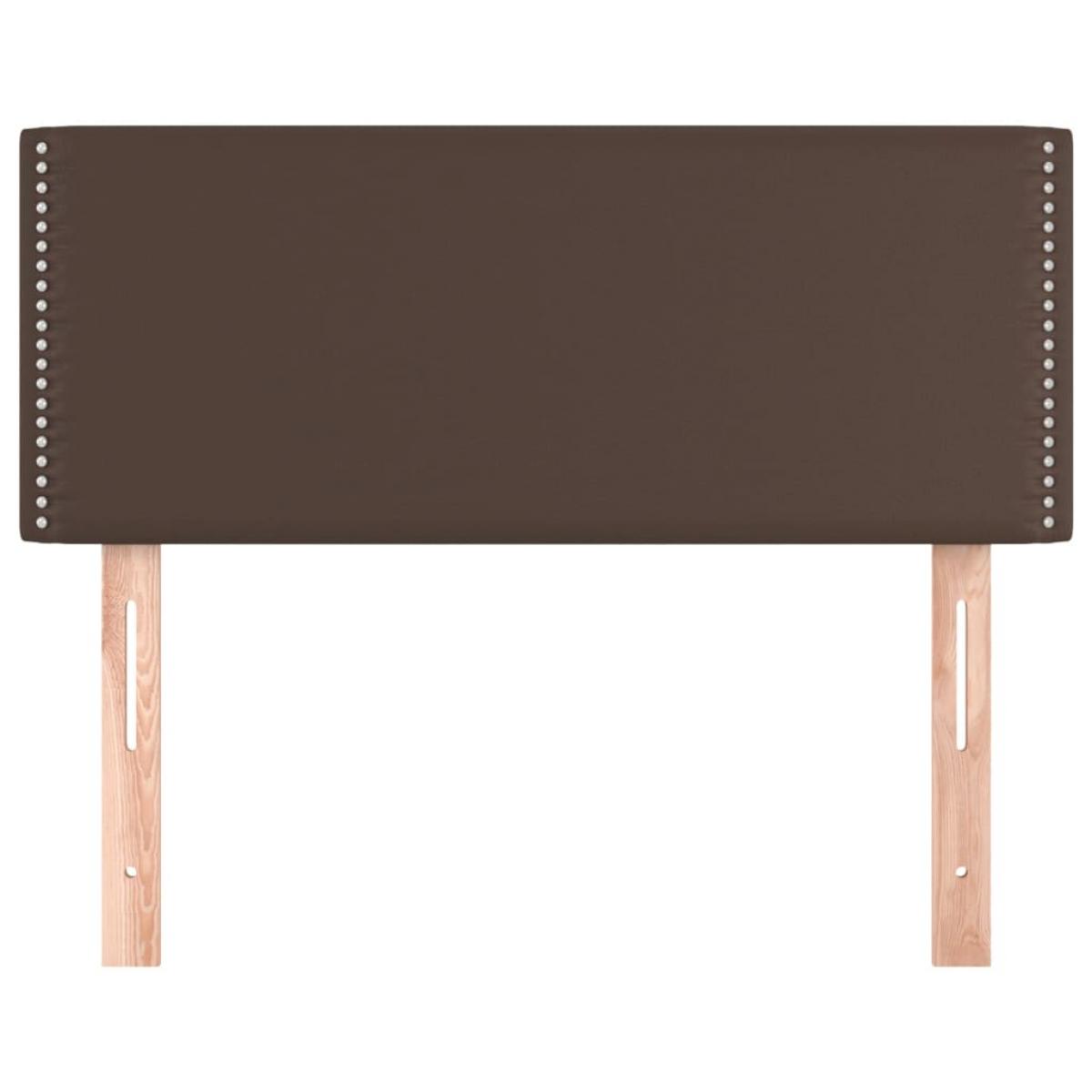 Cabecero de cuero sintético marrón 90x5x78/88 cm