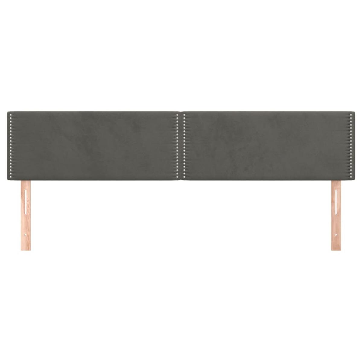 Cabeceros 2 unidades de terciopelo gris oscuro 100x5x78/88 cm