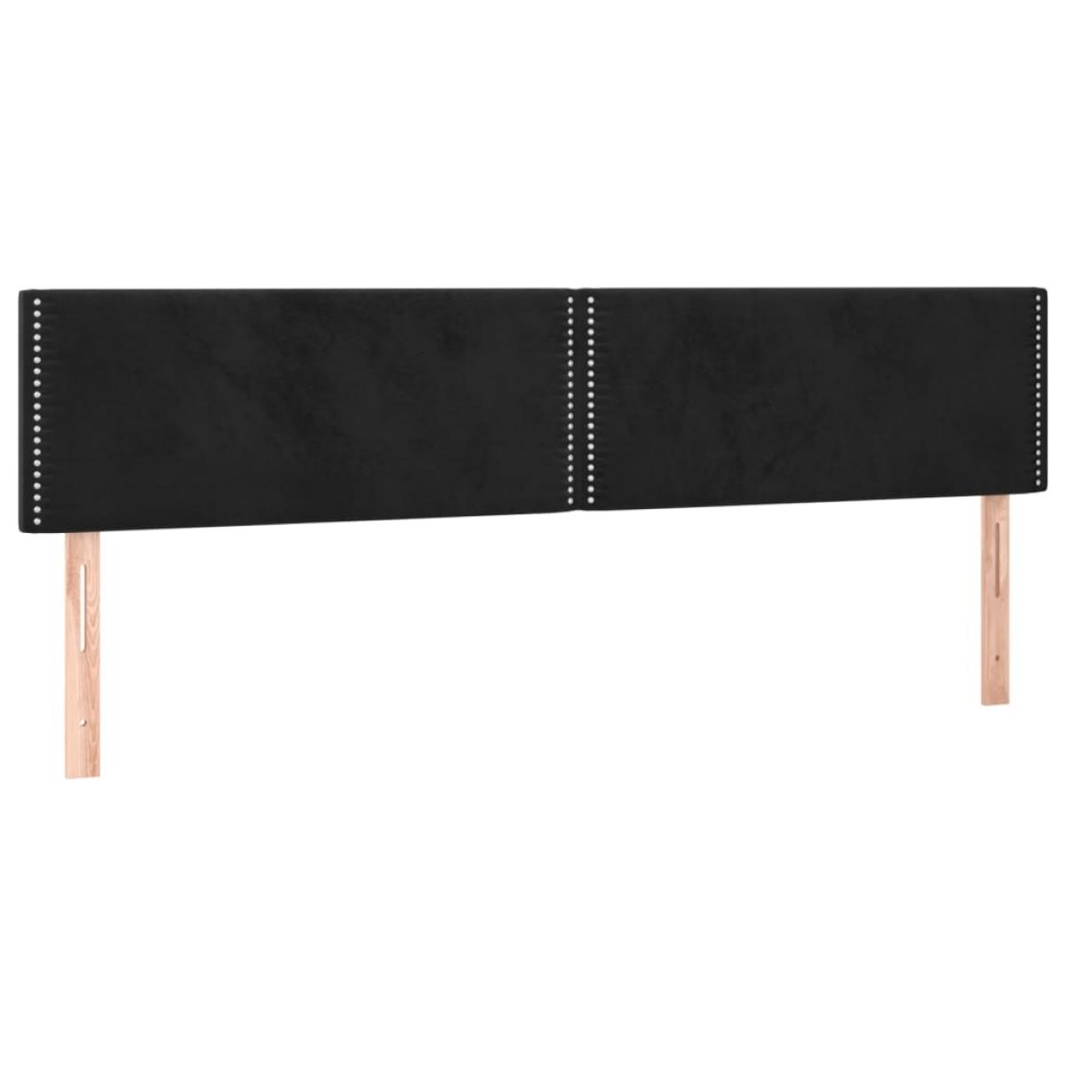 Cabeceros 2 unidades de terciopelo negro 100x5x78/88 cm