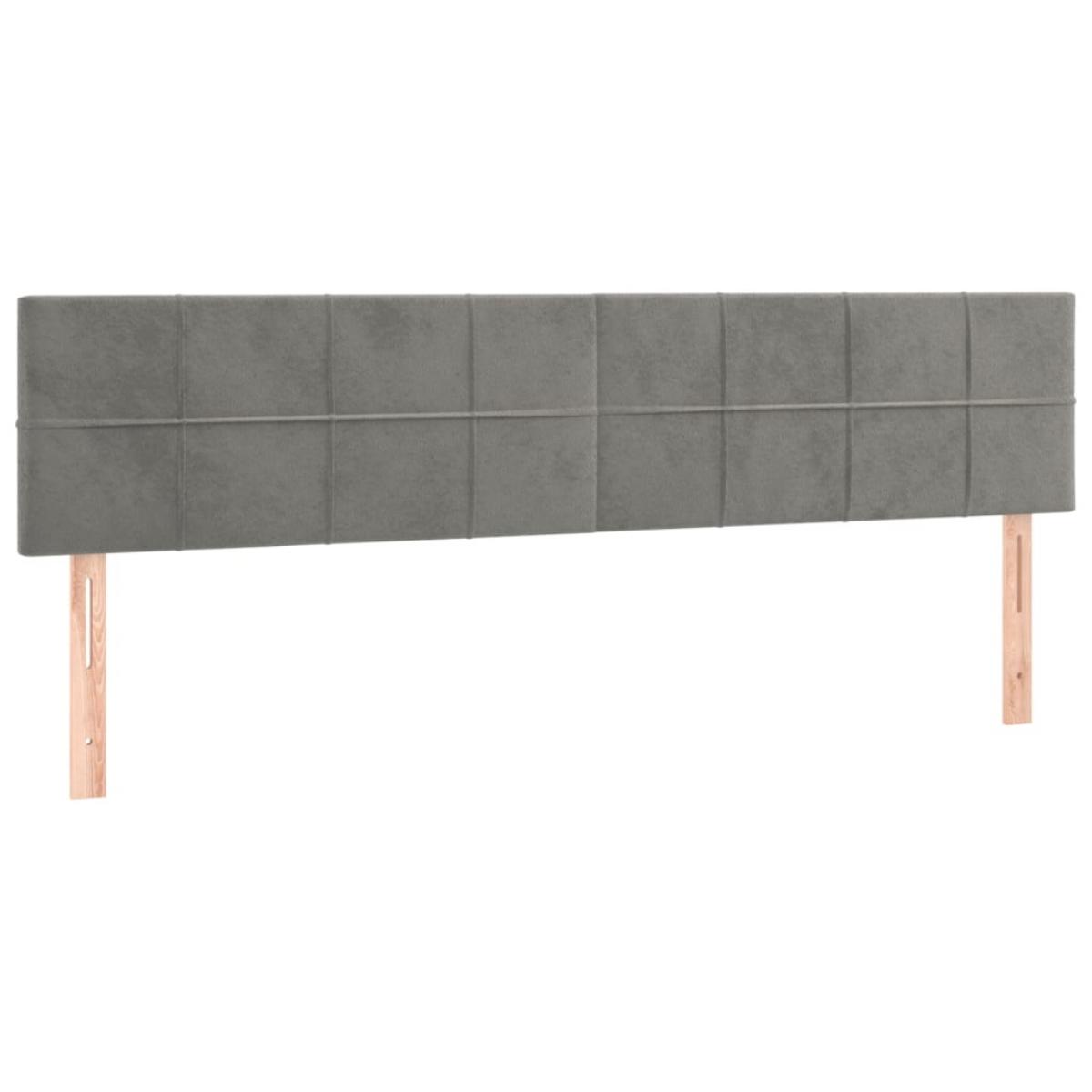 Cabeceros 2 unidades de terciopelo gris claro 90x5x78/88 cm