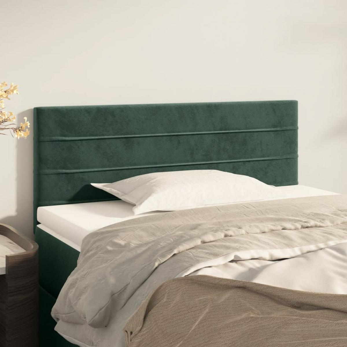 Cabecero de terciopelo verde oscuro 80x5x78/88 cm