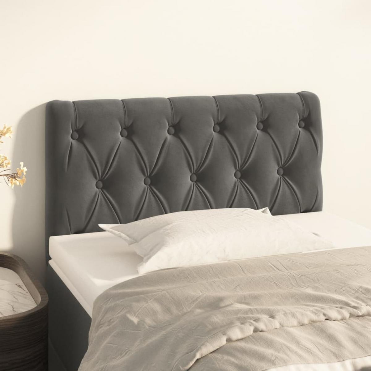 Cabecero de terciopelo gris oscuro 80x7x78/88 cm