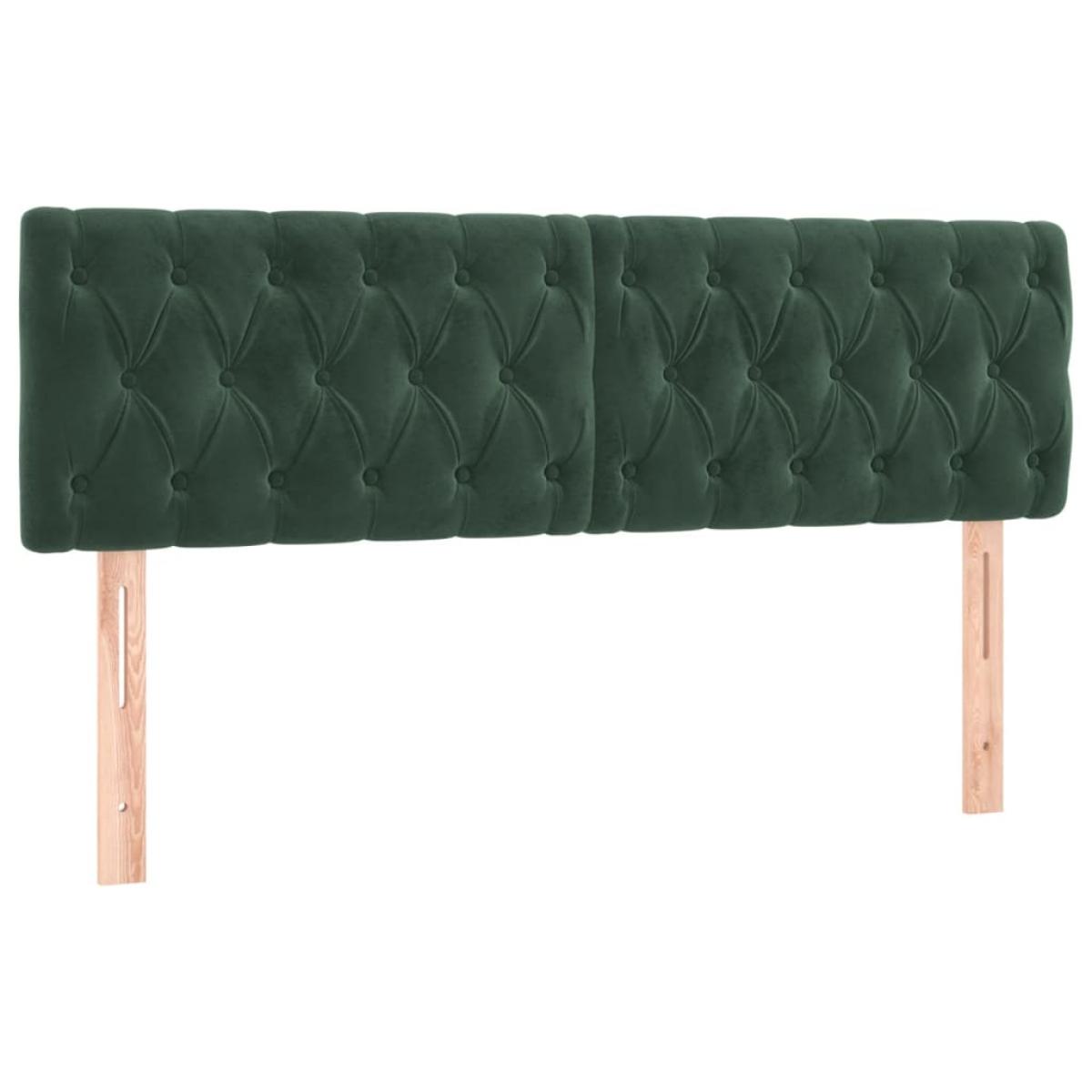 Cabeceros 2 unidades de terciopelo verde oscuro 80x7x78/88 cm