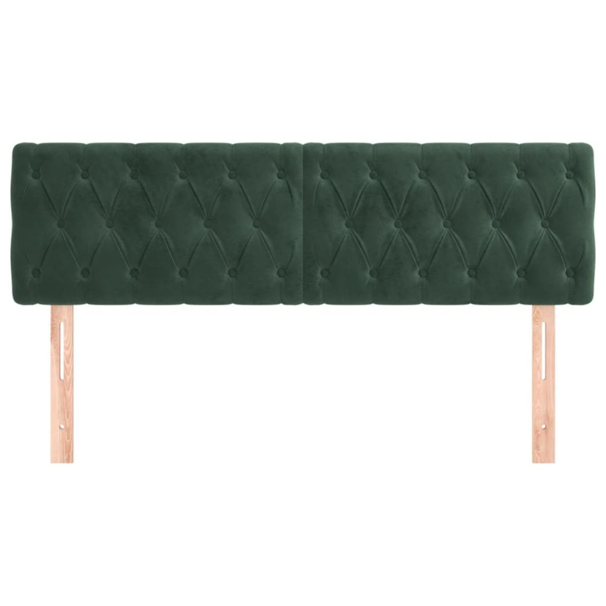 Cabeceros 2 unidades de terciopelo verde oscuro 80x7x78/88 cm