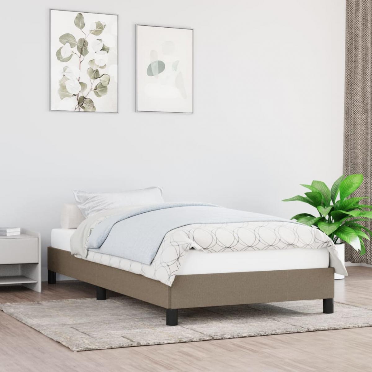 Estructura de cama sin colchón tela gris taupe 80x200 cm